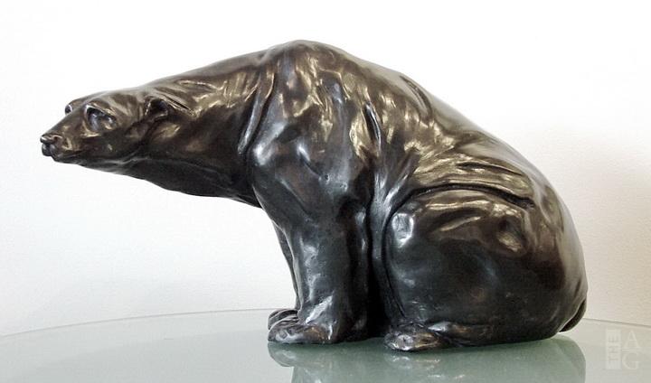 Bronze sculpture, Sitting by sculptor Nicola Prinsen at The Avenue Gallery, a contemporary fine art gallery in Victoria, British Columbia, Canada.