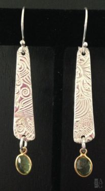 Beautifully executed, Textured Silver & Peridot Earrings by Veronica Stewart at The Avenue Gallery, a contemporary fine art gallery in Victoria, BC, Canada.