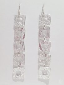 Silver Textured Squares Earrings x5 by Veronica Stewart at The Avenue Gallery, a contemporary fine art gallery in Victoria, BC, Canada.