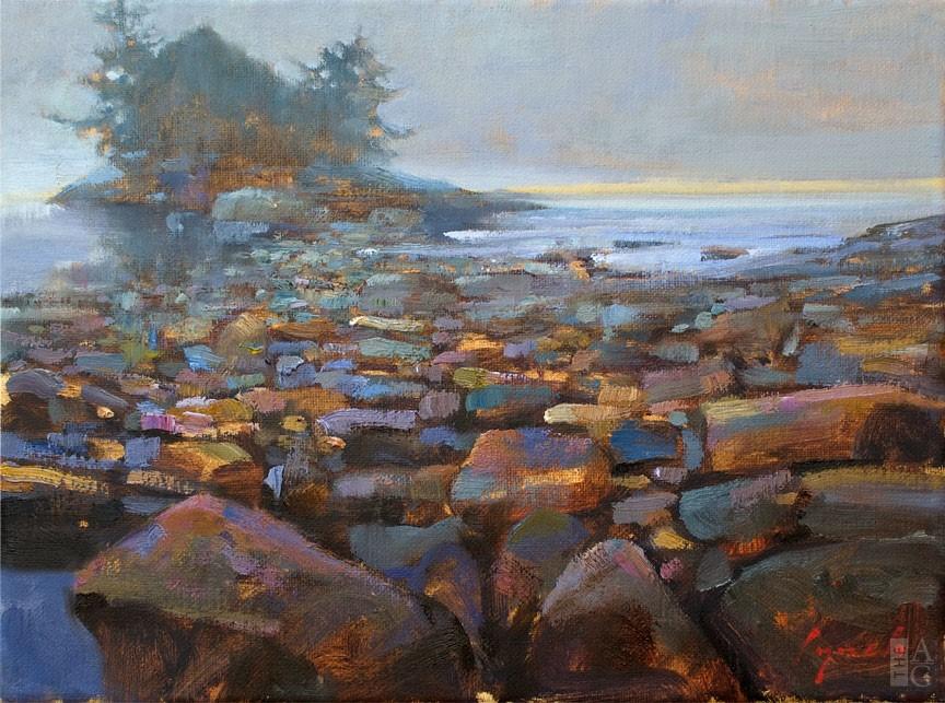 Coastal painting, 'Ragged Island' Chesterman (field study) by Brent Lynch at The Avenue Gallery, a contemporary fine art gallery in Victoria, BC, Canada.