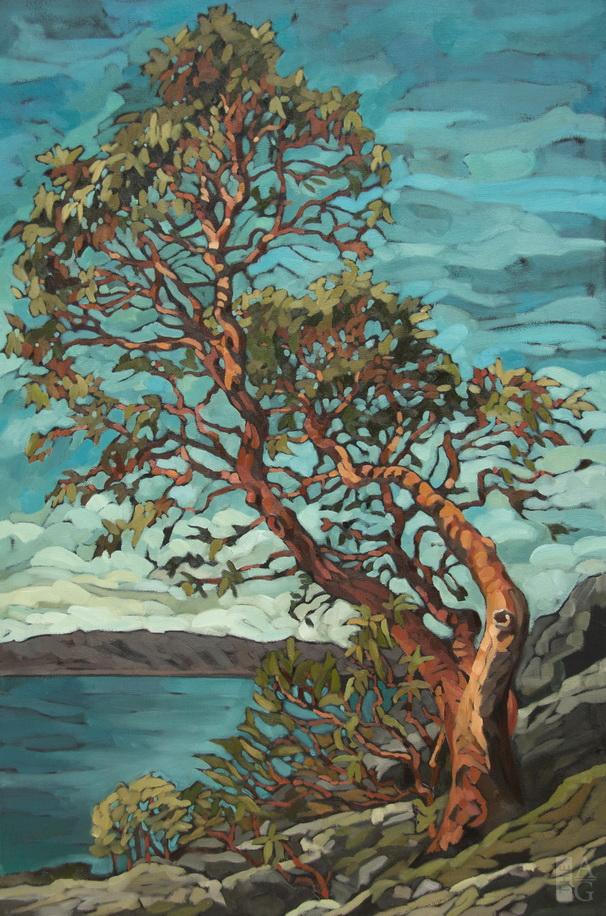 West coast landscape painting, Mossy Bluffs, by Mary-Jean Butler at The Avenue Gallery, a contemporary fine art gallery in Victoria, BC, Canada.