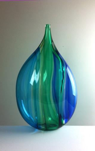 LS089 Switch Axis Vase - Bottle - blue and green 17.5x10.5x6 $2000