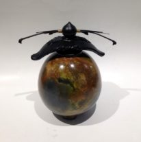 Small Round Vase with Black and Gold Top by artist Geoff Searle at The Avenue Gallery, a contemporary fine art gallery in Victoria, BC, Canada.