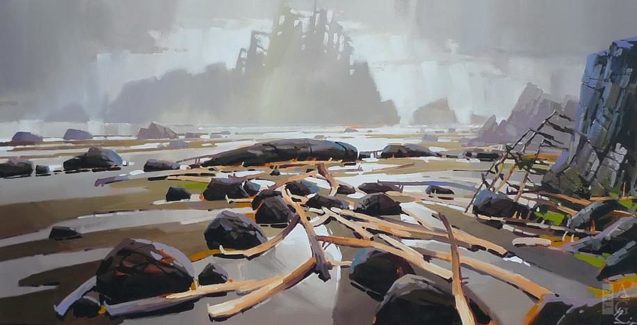 Landscape painting Stranded by artist Bi Yuan Cheng at The Avenue Gallery, a contemporary fine art gallery in Victoria, British Columbia.