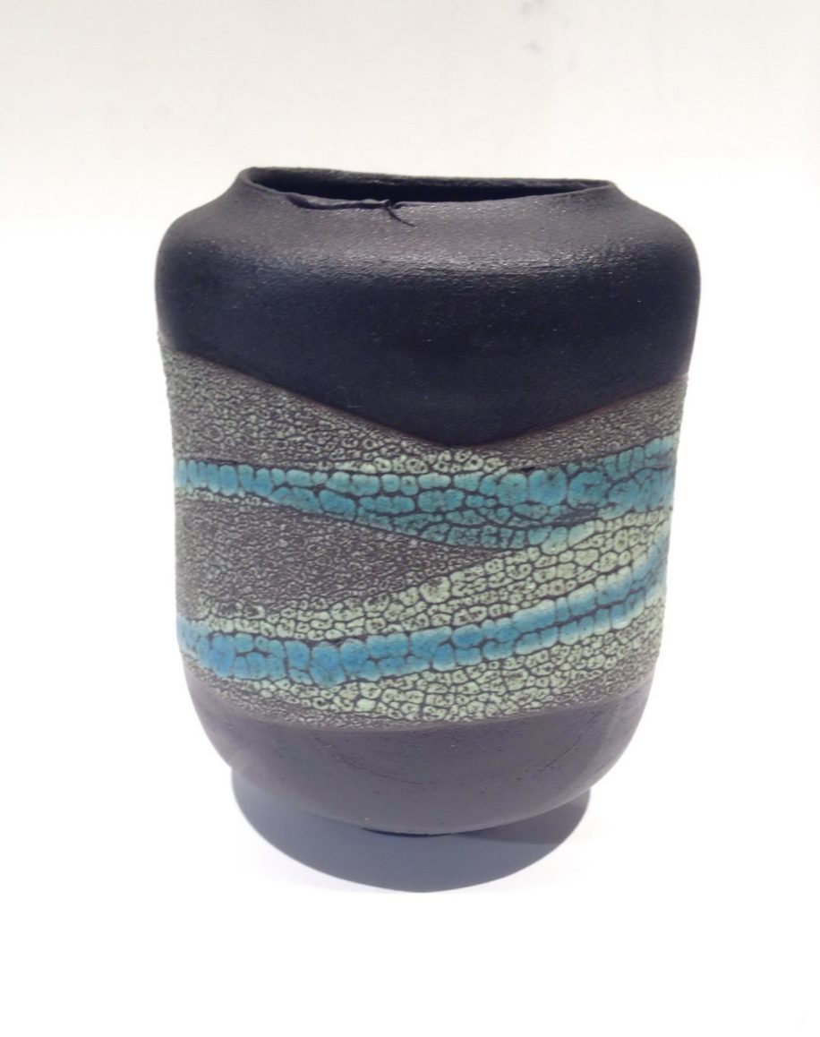 Organically-inspired Medium Turquoise Rock Vase by Sandra Dolph at The Avenue Gallery, a contemporary fine art gallery in Victoria, BC, Canada.