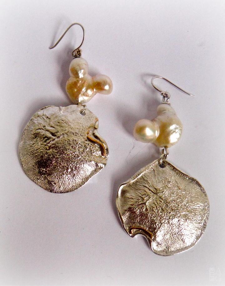 Pearl and Sterling Oval Earrings by Andrea Russell at The Avenue Gallery, a contemporary fine art gallery in Victoria, British Columbia, Canada.