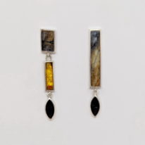 Picasso Jasper, Amber and Black Jade Earrings by Brenda Roy at The Avenue Gallery, a contemporary fine art gallery in Victoria, BC, Canada.