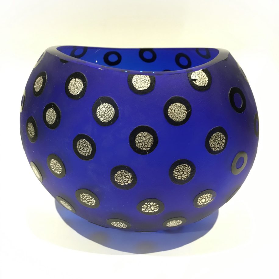 Cobalt Glass African Basket Bowl by Naoko Takenouchi at The Avenue Gallery, a contemporary fine art gallery in Victoria, BC, Canada.