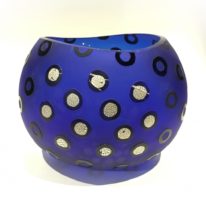 Cobalt Glass African Basket Bowl by Naoko Takenouchi at The Avenue Gallery, a contemporary fine art gallery in Victoria, BC, Canada.