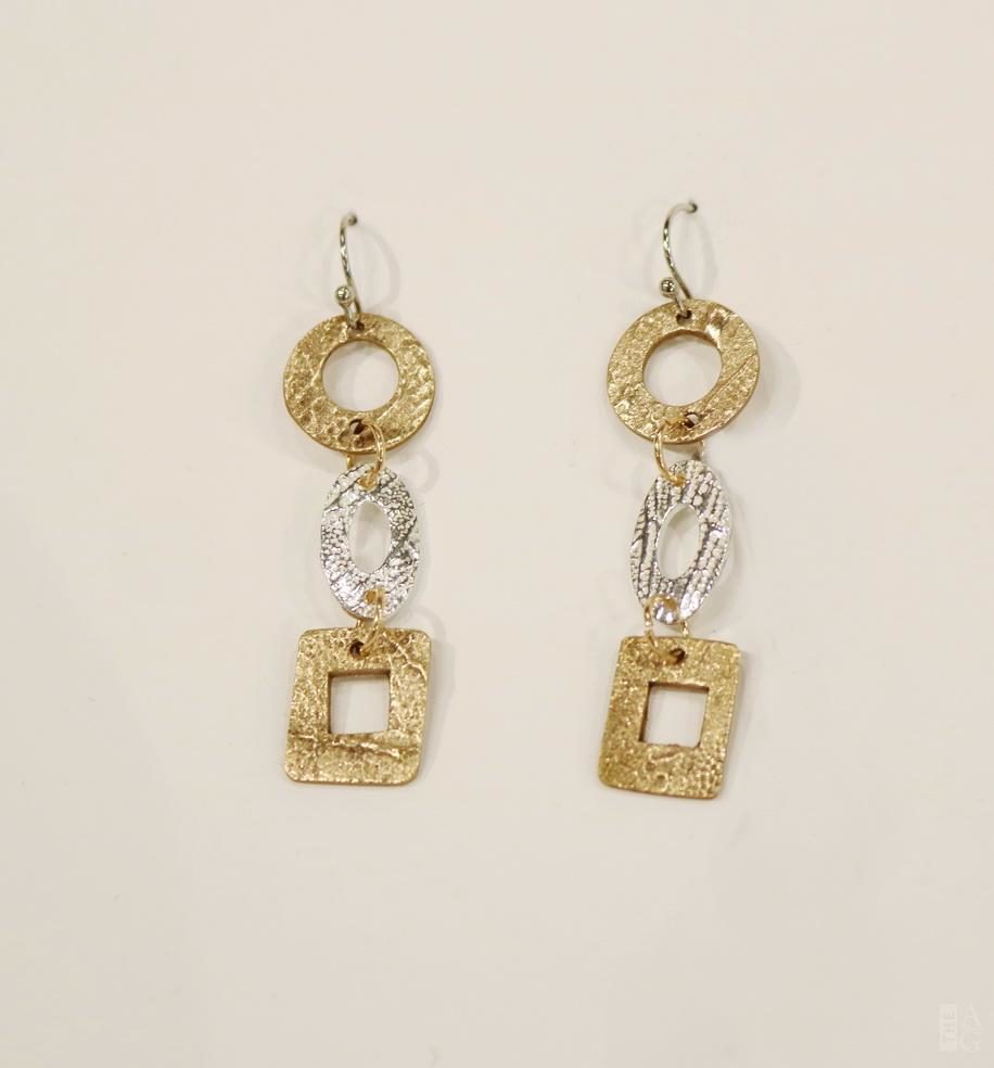 Handmade Mixed Metal Shapes Earrings by Veronica Stewart at The Avenue Gallery, a contemporary fine art gallery in Victoria, British Columbia, Canada.