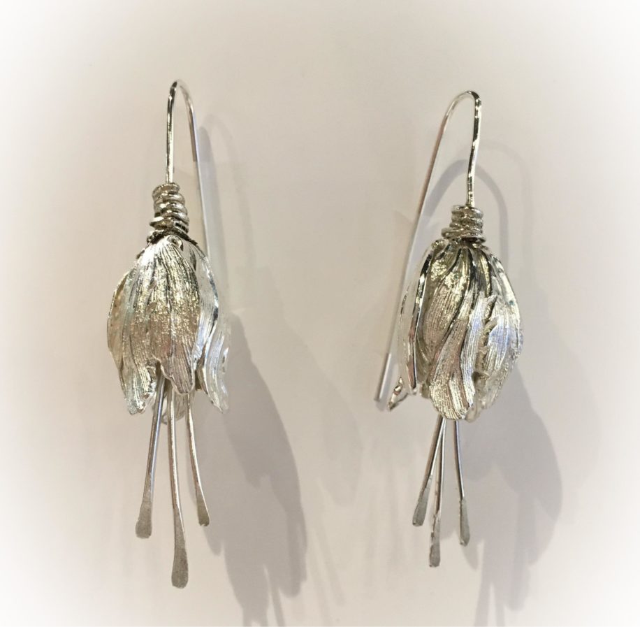 Elegant Silver Fuscia Earrings by Darlene Letendre at The Avenue Gallery, a contemporary fine art gallery in Victoria, British Columbia, Canada.