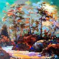Landscape painting, Tofino in The Wind by Eunmi Conacher at The Avenue Gallery, a contemporary fine art gallery in Victoria, British Columbia, Canada.