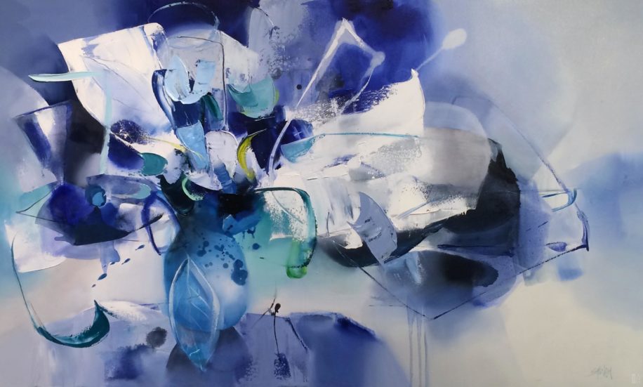 Floral abstract painting, Riviére Blanche by Shinah Lee at The Avenue Gallery, a contemporary fine art gallery in Victoria, British Columbia, Canada.