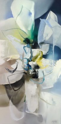 Floral abstract painting, Words of Morning II by Shinah Lee at The Avenue Gallery, a contemporary fine art gallery in Victoria, British Columbia, Canada.