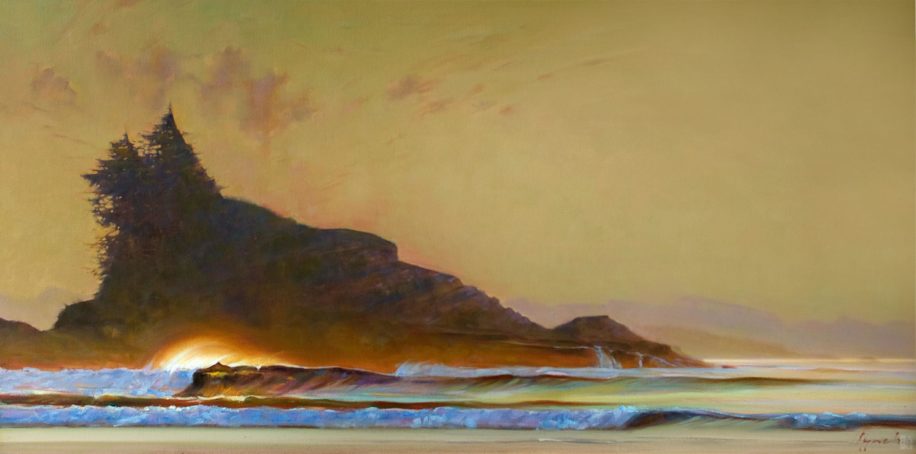 West coast landscape painting, Break in Late Light by Brent Lynch at The Avenue Gallery, a contemporary fine art gallery in Victoria, BC, Canada.