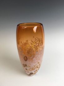 Apricot Glass Lily Vase by Lisa Samphire at The Avenue Gallery, a contemporary fine art gallery in Victoria, BC, Canada.