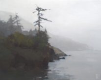Coastal landscape painting, Quintessence, by Maria Josenhans at The Avenue Gallery, a contemporary fine art gallery in Victoria, BC, Canada.