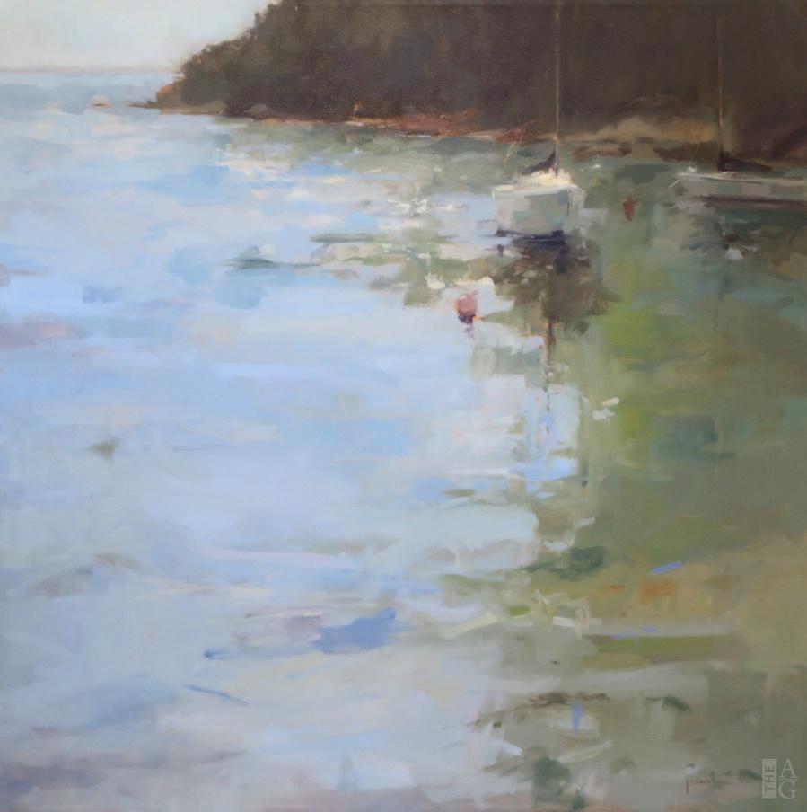 Coastal painting, In the Cove, by Maria Josenhans at The Avenue Gallery, a contemporary fine art gallery in Victoria, BC, Canada.