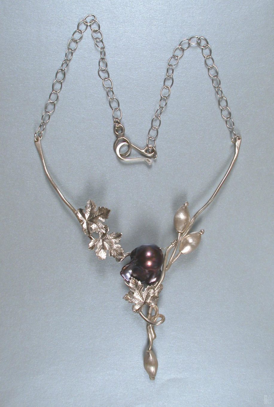 Handmade Baroque Pearl with Maple Leaves Necklace by Darlene Letendre at The Avenue Gallery, a contemporary fine art gallery in Victoria, BC, Canada.