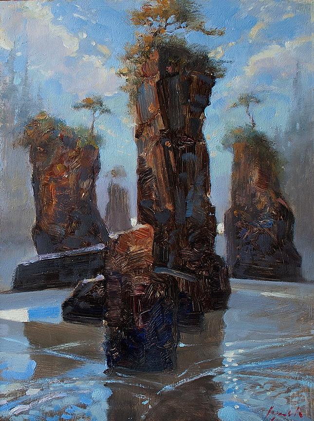 San Josef Stacks by painter Brent Lynch at The Avenue Gallery, a contemporary fine art gallery in Victoria, BC, Canada.