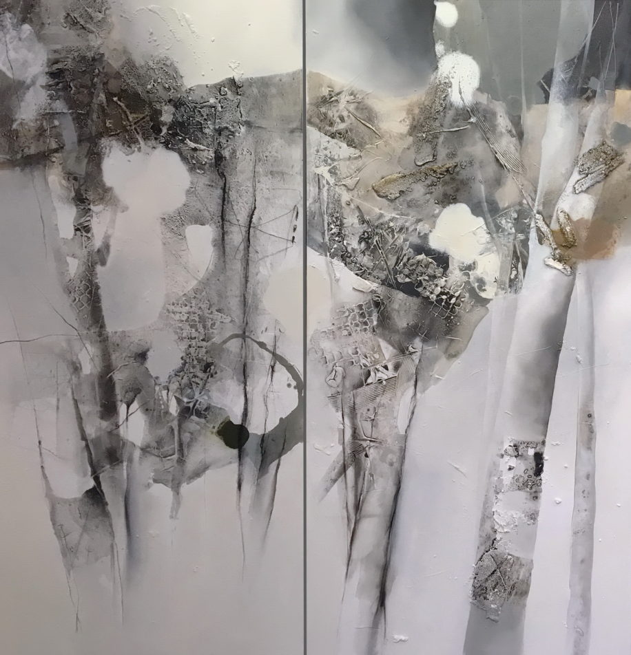 Abstract painting, Nostalgia of Bach I and II by Hyun Jou-Lee at The Avenue Gallery, a contemporary fine art gallery in Victoria, BC, Canada.
