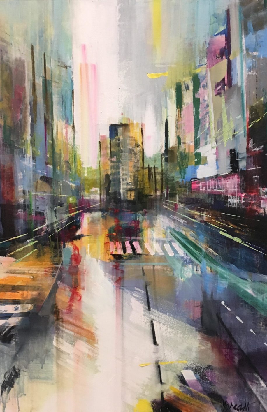 New York City painting, La Cité II by Yared Nigussu at The Avenue Gallery, a contemporary fine art gallery in Victoria, BC, Canada.