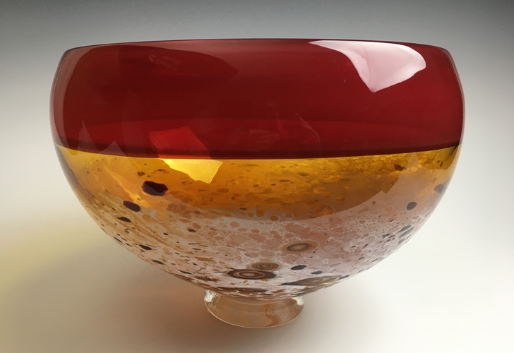 Glass Two-Tone Bowl (Red/Amber) by Lisa Samphire at The Avenue Gallery, a contemporary fine art gallery in Victoria, BC, Canada.
