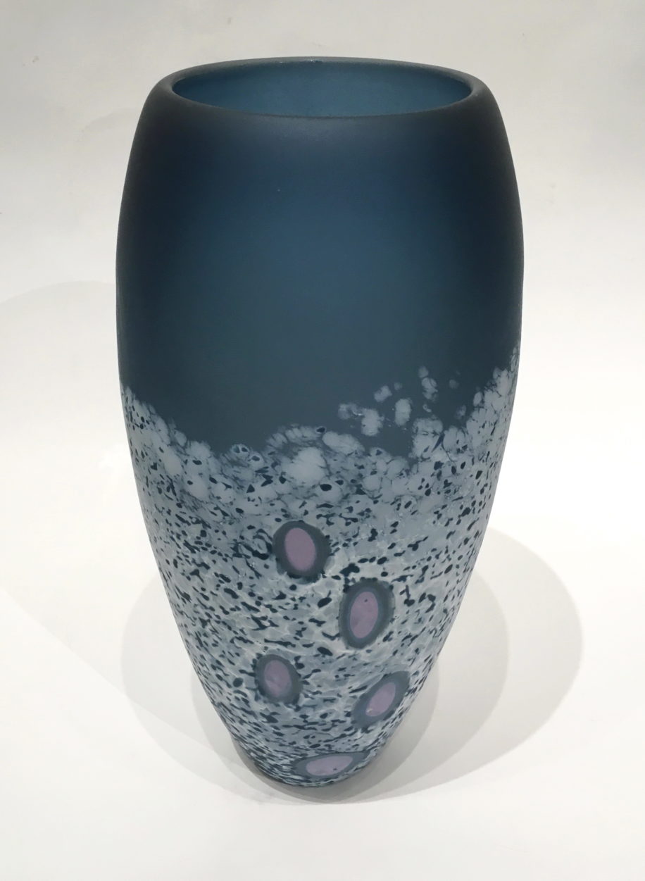Glass Lily Vase (Steel Blue) by Lisa Samphire at The Avenue Gallery, a contemporary fine art gallery in Victoria, BC, Canada.