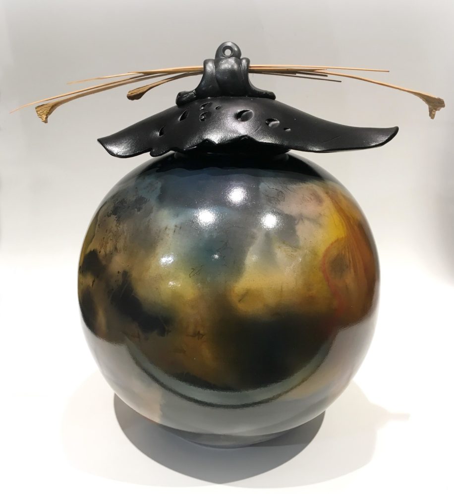 Large Round Ball-Shape Vase with Top by Geoff Searle at The Avenue Gallery, a contemporary fine art gallery in Victoria, BC, Canada.