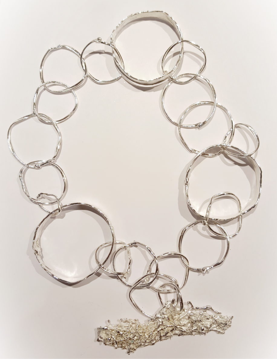 Reticulated Silver Links Necklace by Barbara Adams at The Avenue Gallery, a contemporary fine art gallery in Victoria, BC, Canada.