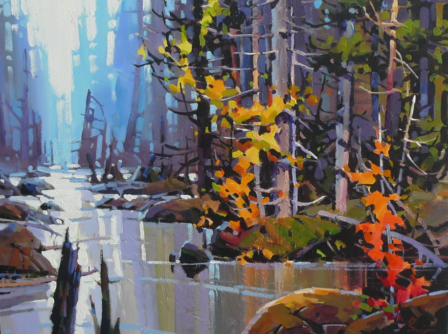 Coastal painting, By the River by Bi Yuan Cheng at The Avenue Gallery, a contemporary fine art gallery in Victoria, BC, Canada.