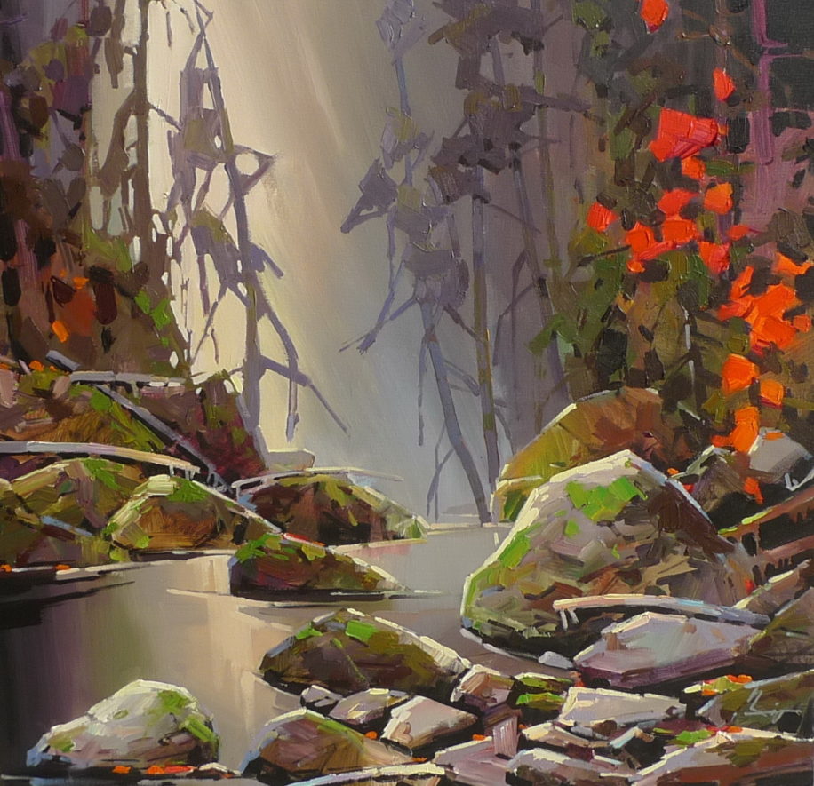 Landscape painting, River in Mountain by Bi Yuan Cheng at The Avenue Gallery, a contemporary fine art gallery in Victoria, BC, Canada.