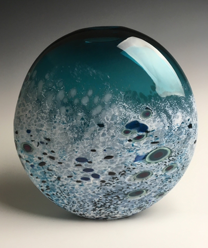 Glass Large Smarty Vase (Teal Blue) by Lisa Samphire at The Avenue Gallery, a contemporary fine art gallery in Victoria, BC, Canada.