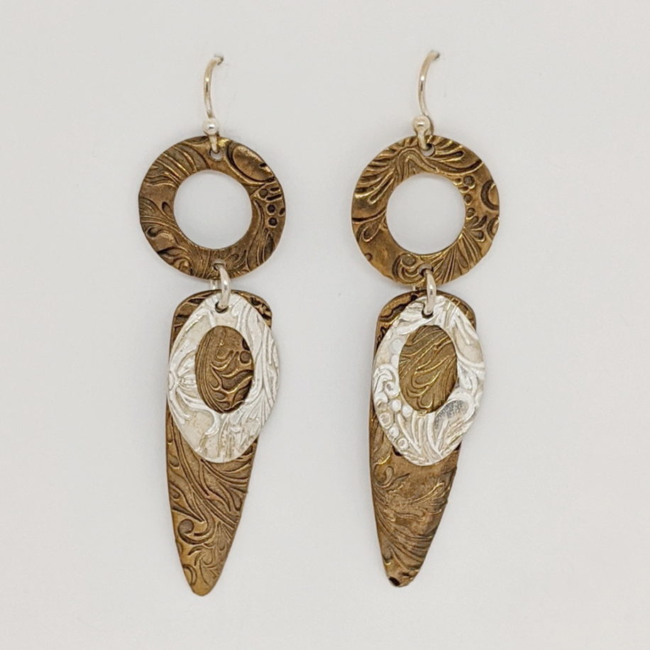 Large Mixed Metal Earrings by Veronica Stewart at The Avenue Gallery, a contemporary fine art gallery in Victoria, BC, Canada.