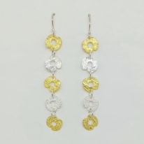 22kt. Gold & Fine Silver Lily Pad Drop Earrings by Veronica Stewart at The Avenue Gallery, a contemporary fine art gallery in Victoria, BC, Canada.