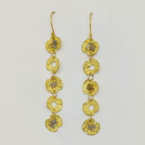 22kt Gold Lily Pad Earrings with Raw Diamonds by Veronica Stewart at The Avenue Gallery, a contemporary fine art gallery in Victoria, BC, Canada.