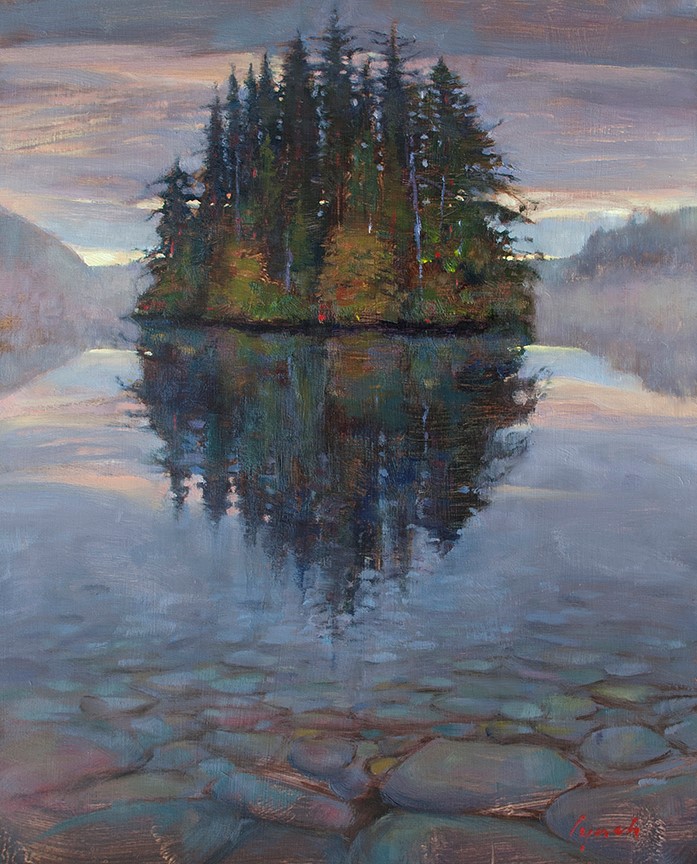 Island in Mist (field study) by Brent Lynch at The Avenue Gallery, a contemporary art gallery in Victoria BC, Canada