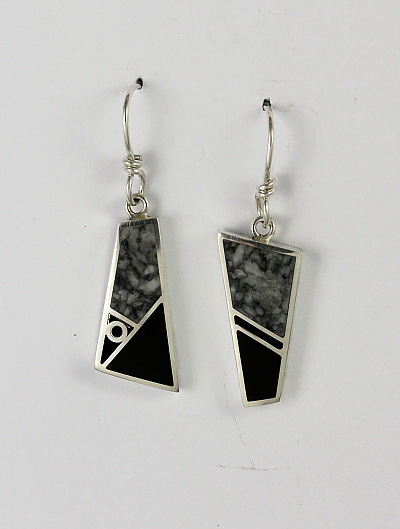 Pinolith and Black Jade Inlay Earrings by Brenda Roy at The Avenue Gallery, a contemporary fine art gallery in Victoria, BC, Canada.