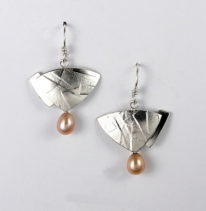 Textured Silver and Natural Freshwater Pearl Earrings by Brenda Roy at The Avenue Gallery, a contemporary fine art gallery in Victoria, BC, Canada.
