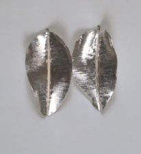 Sterling Fold Formed Leaf Earrings - Small by Darlene Letendre at The Avenue Gallery, a contemporary fine art gallery in Victoria, BC, Canada.