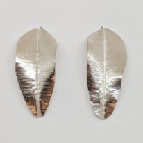 Sterling Fold Formed Leaf Earrings - Medium by Darlene Letendre at The Avenue Gallery, a contemporary fine art gallery in Victoria, BC, Canada.