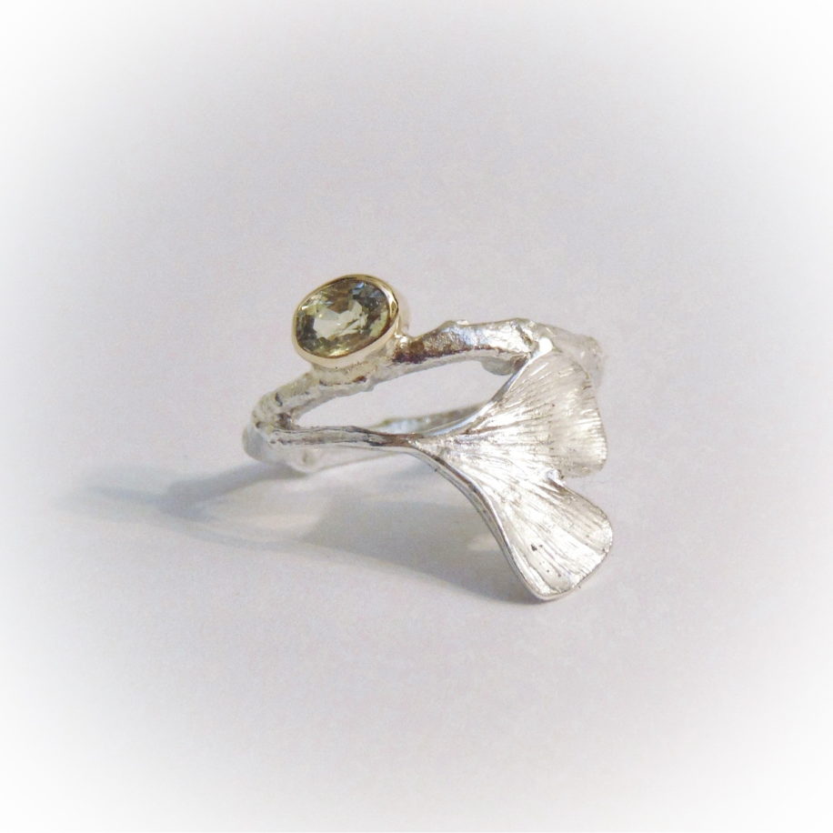 Solo Ginkgo with Peridot Ring by Andrea Russell at The Avenue Gallery, a contemporary fine art gallery in Victoria, BC, Canada.
