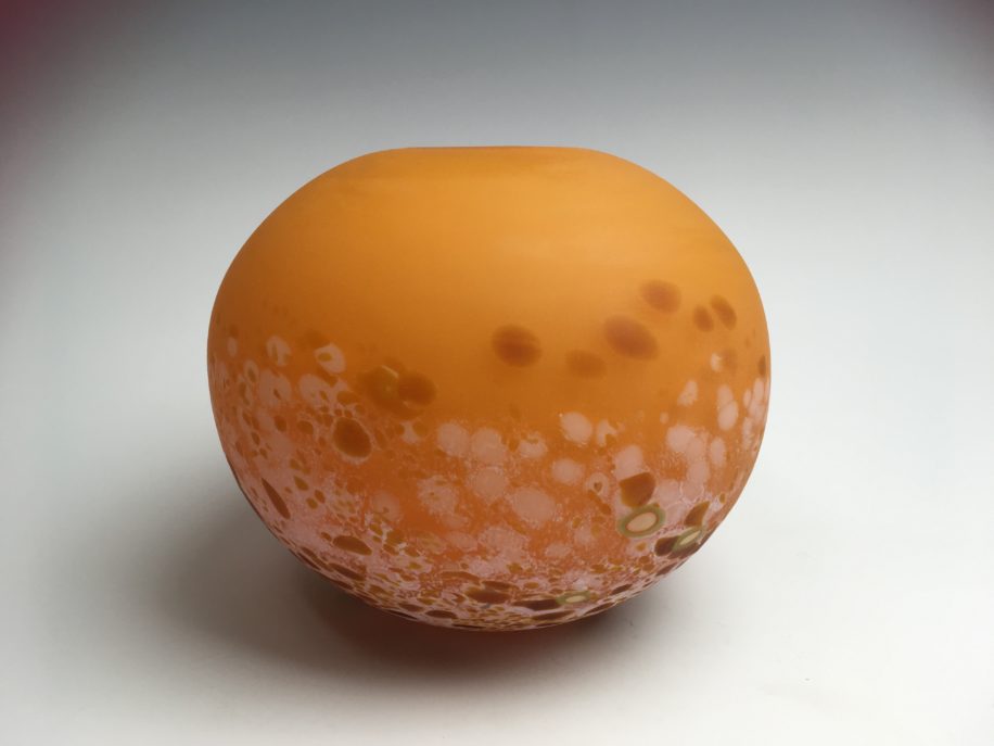 Round Vase (Opaque Orange) by Lisa Samphire at The Avenue Gallery, a contemporary fine art gallery in Victoria, BC, Canada.