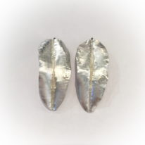 Argentium Silver Fold Formed Leaf Earrings (Small) by Darlene Letendre at The Avenue Gallery, a contemporary fine art gallery in Victoria, BC, Canada.