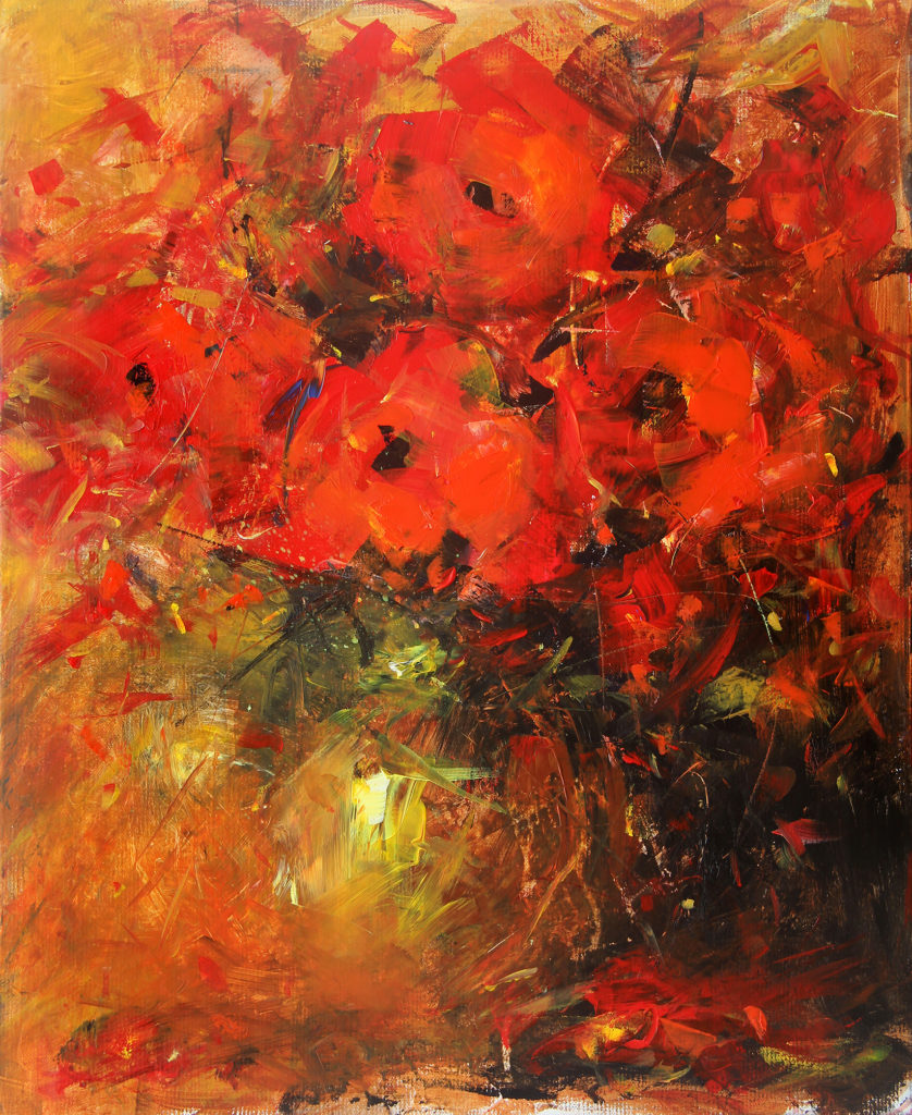 Floral oil painting, Red Rose by William Liao at The Avenue Gallery, a contemporary fine art gallery in Victoria, BC, Canada.