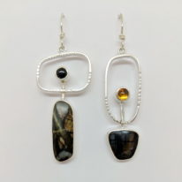 Picasso Jasper, Citrine, Onyx Earrings by Brenda Roy at The Avenue Gallery, a contemporary fine art gallery in Victoria, BC, Canada.