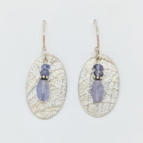 Textured Silver Earrings with Tanzanite by Veronica Stewart at The Avenue Gallery, a contemporary fine art gallery in Victoria, BC, Canada.