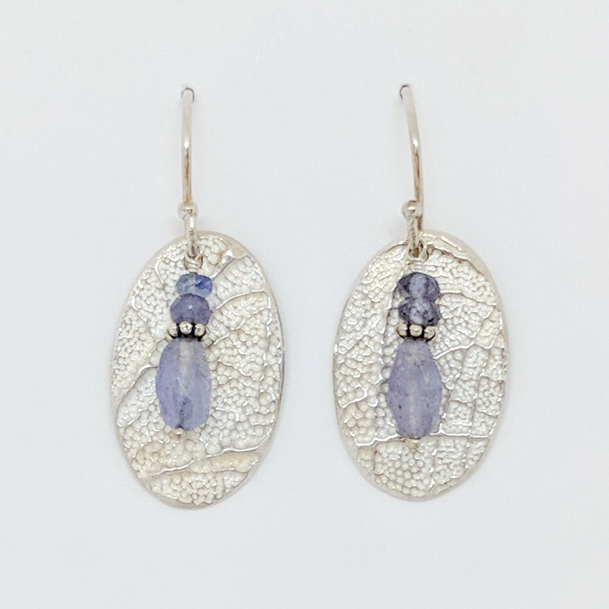 Textured Silver Earrings with Tanzanite by Veronica Stewart at The Avenue Gallery, a contemporary fine art gallery in Victoria, BC, Canada.