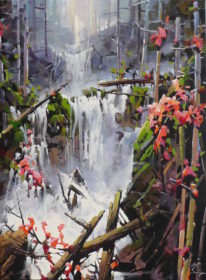 Fall In Mountain (Waterfall) by Bi Yuan Cheng at The Avenue Gallery, a contemporary fine art gallery in Victoria, BC, Canada.