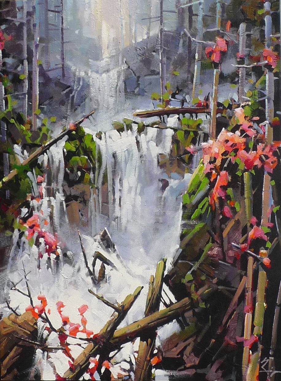 Fall In Mountain (Waterfall) by Bi Yuan Cheng at The Avenue Gallery, a contemporary fine art gallery in Victoria, BC, Canada.